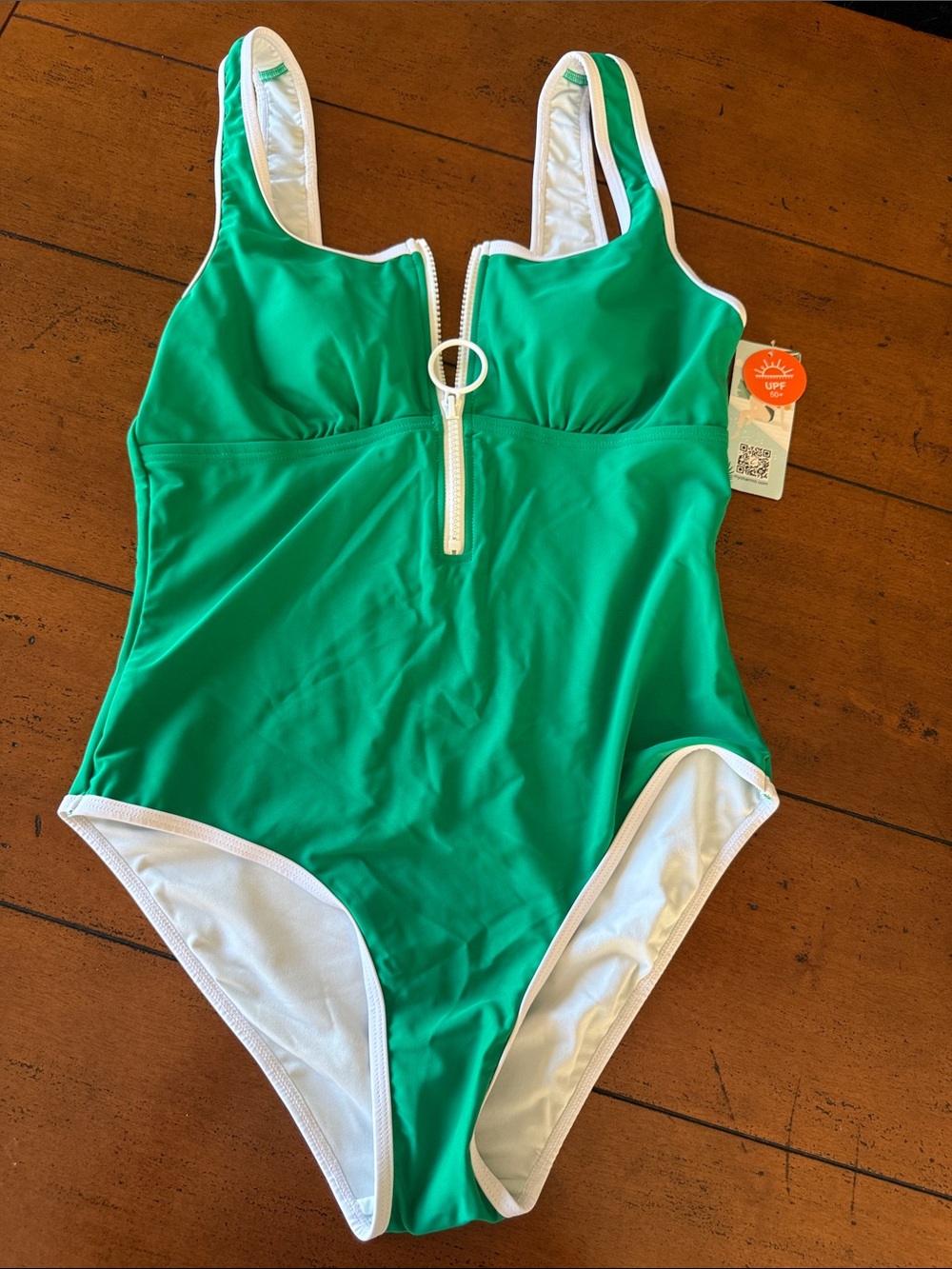 NWT Charmo - Women's Square Neck Front Zipper One Piece Swimsuit (388)